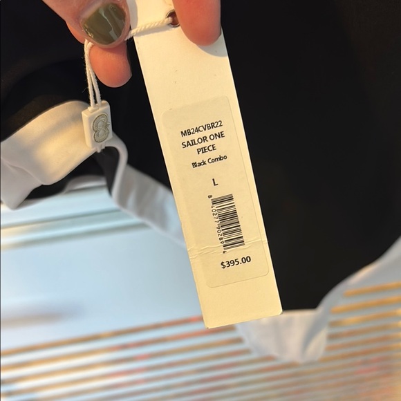 Stylish Black and White Buttoned Swimsuit - Picture 7 of 13